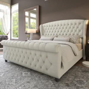 Dulane Chenille Upholstered Sleigh Queen Bed